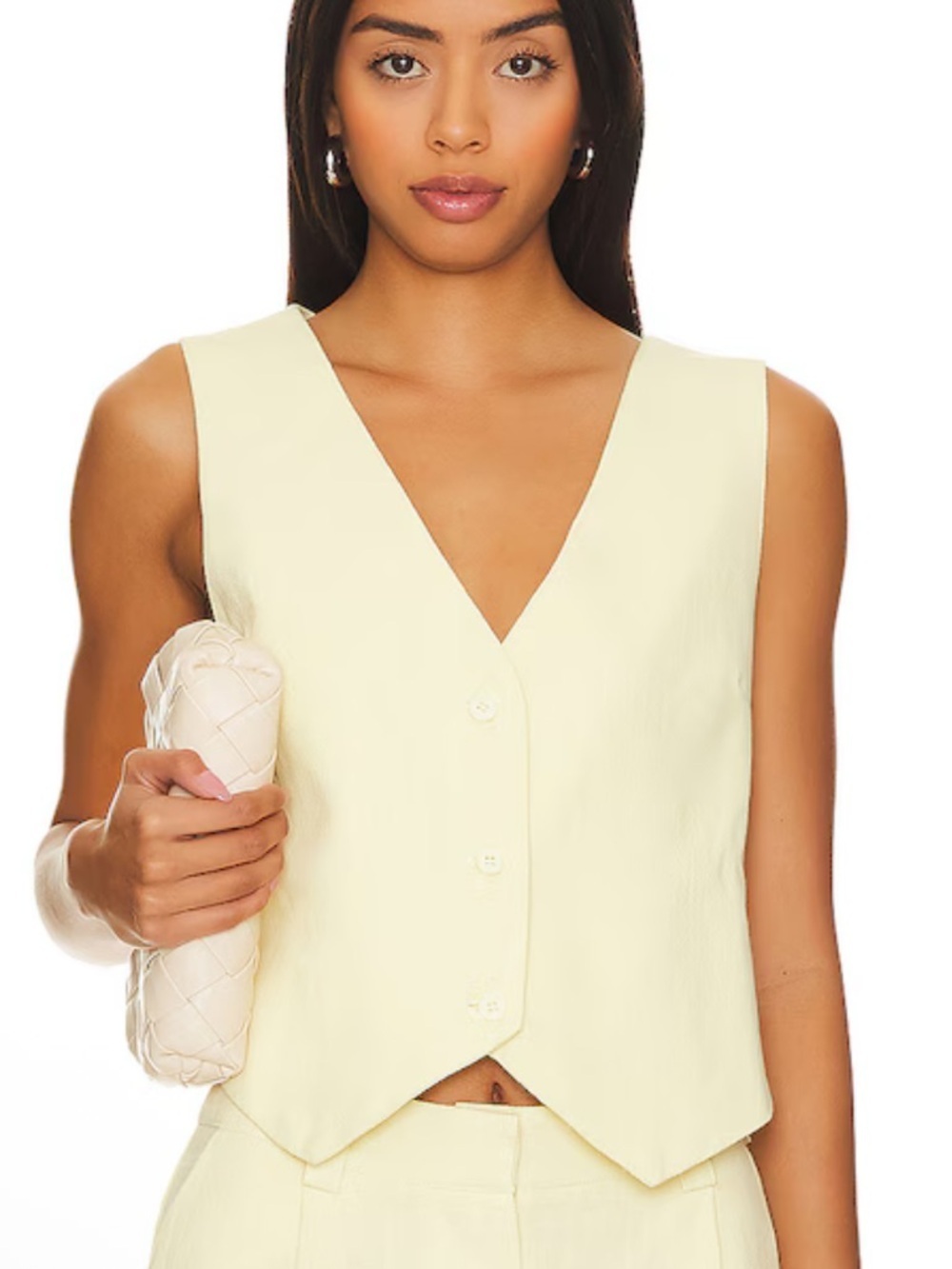 Lioness Leo Vest Butter yellow Linen-Blend Top Revolve L